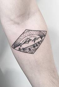 Arm geometry point thorn landscape line tattoo pattern