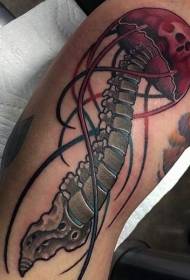Impressive multicolored cartoon jellyfish arm tattoo pattern
