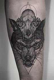 Obere aka wuru Europe na American wolf isi na skull tattoo