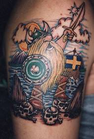 Gambar tato warna lengan prajurit