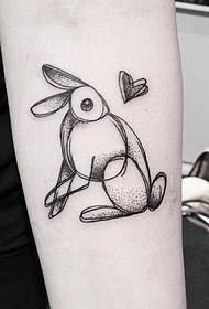 Braço coelho linha picada amor pequena tatuagem fresca padrão