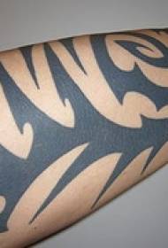 Tribal style black totem arm tattoo pattern