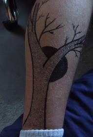 Arm black gray big tree tattoo pattern
