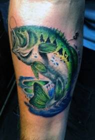 Arms amazing realistic color hook fish tattoo pattern