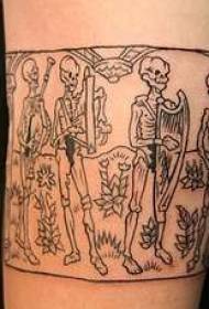 Arm black line skeleton musician tattoo pattern