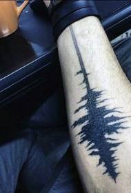 Melns skaņas viļņu tetovējums ar vienkāršu rokas noformējumu