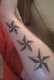 Lengan tiga pola tato bintang bahari