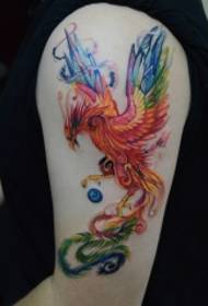 Phoenix painted tattoo pattern with arms flying in the sky