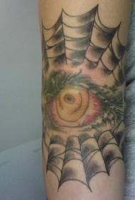 Arm eyes and spider web tattoo pattern
