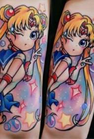 Arm Sailor Moon Cartoon Painted Tattoo Pattern