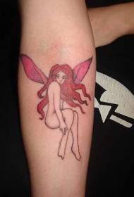 Patrón de tatuaje de brazo de duende de pelo rojo