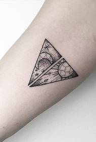 Arm geometry point thorn moon sun tattoo pattern