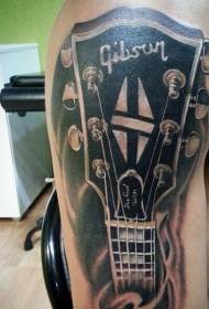 Arm very realistic black personality Gypsy guitar tattoo pattern