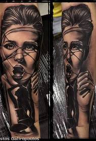 Arm black gray seductive girl tattoo pattern