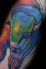 Arm watercolor yak tattoo pattern