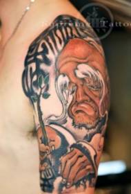 Big arm old man portrait tattoo pattern