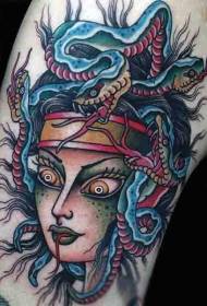 Arm scary multicolored evil Medusa tattoo pattern
