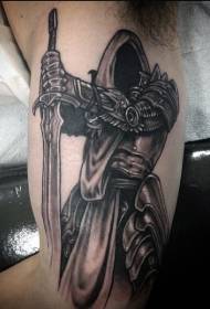 Big arm scary dark fantasy warrior with sword tattoo pattern