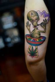 Wrist colored alien plant alternative tattoo pattern