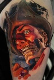 Boys arm painted watercolor sketch creative horror male character tattoo picture
