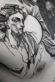 Europietiškas ir amerikietiškas krūtinės linijos personažo tatuiruotės modelis