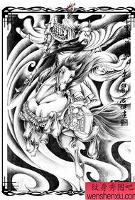 Popolna hrbtna slika vzorca za tatoo konja Guan Gong Ma (tetovaža)