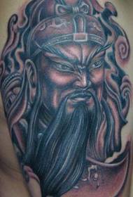 Guan Gong Tattoo Pattern: Arm Guan Gong Portrait Broadsword Tattoo Pattern