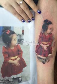 Cute pretty daughter portrait tattoo pattern