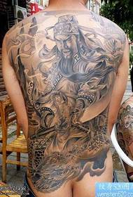 Reen domina malvarmeta plena dorso Guan Gong tatuaje ŝablono