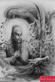 Vīriešu iecienītākās Guan Gong tetovējuma manuskripts