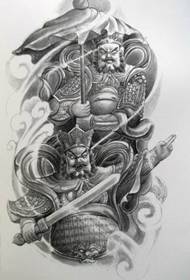 een dominant tattoo-patroon met traditionele karakters