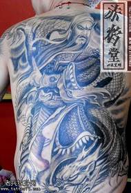 Buong likod Guan Gong gwapong pattern ng tattoo