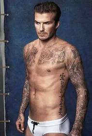 populāru vīriešu zvaigžņu grupa ar dominējošu tetovējuma modeli