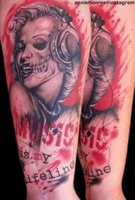 Alternative cool zombie version of Marilyn Monroe tattoo pattern