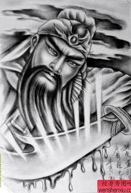 Čierne sivé tetovanie Guan Gong