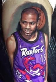 Basketball fan's bag arm realistic basketball star tattoo works