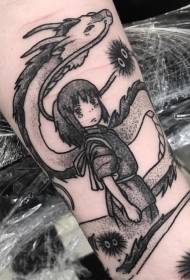 Japoniškas animacinių filmų tatuiruotės modelis Japonų animacinių filmų personažas tatuiruotės animacinių filmų tatuiruotės modelis