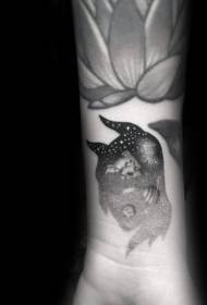 Татуировкадағы креативті сурет Шикі және стильді қос экспозициялы тату-сурет