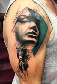 Buachaill scoile lámh carachtar péinteáilte líne theibí tattoo portráid