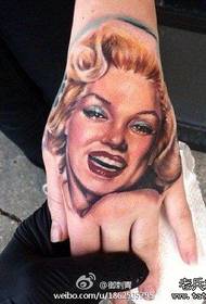 Beautiful Marilyn Monroe tattoo on the back of the hand