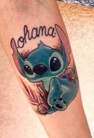 Boys on the arm painted cute cartoon characters Stitch Tattoo pictures