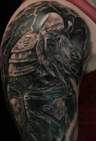 Schoolboy braso sa itim na prick abstract line figure samurai tattoo picture