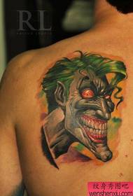 Back of the shoulder classic evil a clown tattoo pattern