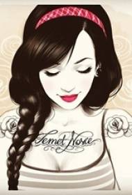 Manuscrit de tatuatge retrat retrat multiplicat de línies abstractes sobre noies boniques
