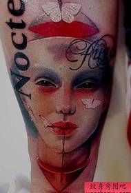 a beautiful mask portrait tattoo work