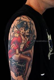 Forskellige stilarter med tatoveringer med piratkarakter-tema