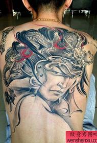 Male back is cool and handsome Zhao Yun Zhao Zilong tattoo pattern