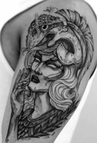 Goddess Athena tattoo _11 Vesteuropeisk og amerikansk gudinne Athena svartgrå tatoveringsmønster fungerer