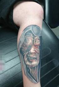 ბიჭი shank შავი ნაცრისფერი წერტილი thorn შეასრულა აბსტრაქტული ხაზის პერსონაჟი პორტრეტი tattoo სურათი