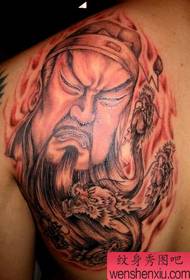 Guan Gong tatoveringsmønster: Skulder Guan Gong Hode tappekran tatoveringsmønster